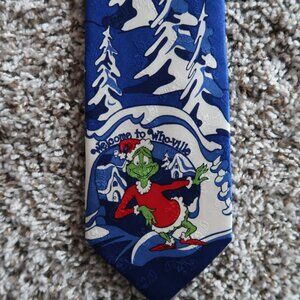 Dr. Seuss Grinch silk necktie.Welcome to Whoville 4" Vintage 1997